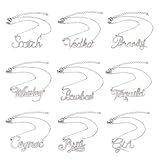 Huiflyer Decanter Tags Silver Spirit Label Necklaces, 9.21 inch Adjustable Chain, Set of 9 Drink Labels - Scotch, Vodka, Brandy, Whiskey, Bourbon, Tequila, Cognac, Rum, Gin