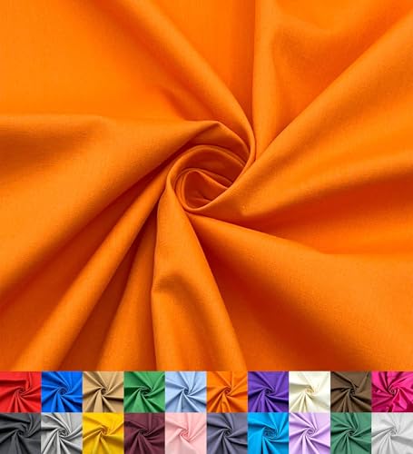 EOVEA - Cotton Polyester Fabric by The Yard 60 Wide Broadcloth Fabric Soft Lightweight & Breathable Material for Lining Curtains Bedding Skirts Sewing Projects (Orange 1 Yard)