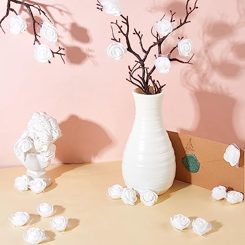 CRASPIRE 100Pcs Foam Rose Heads with Lace Edge White 3D Artificial Flower Head Small for DIY Crafts Accessories Valentine's Day Home Party Wedding Bridal Bouquet Decoration 1.7 x 1.7in - Image 4
