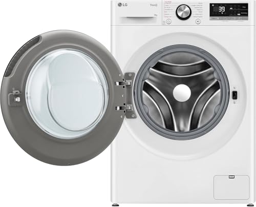 LG AI DD F4R7009TSWB Lavatrice 9 kg Classe A -10%, 1400 Giri, Carica Frontale con Oblò in Vetro Temperato, Funzione TurboWash 360, Vapore su 7 Programmi, Wi-Fi, Libera installazione, Serie R7, Bianca - Immagine 2