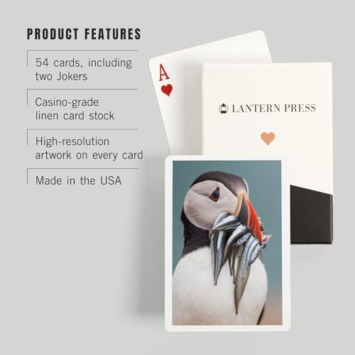 Lantern Press Puffin's Catch, naipes póker 52 cartas miniatura 3