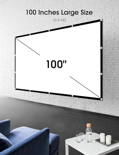 Osoeri Leinwand Beamer 100 Zoll, 16:9 HD Faltbarer Beamer Leinwand, Anti-Falten Doppelseitige Projector Screen 221 x 125cm, Tragbarer Projektor Leinwände für Zuhause, Schule, Treffen