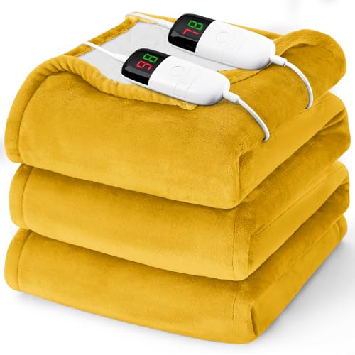 King Size Heated Electric Blanket - 90" x 108" with Dual Control, 10 Heating Levels & 8 Hours Auto Off, Soft Warm Flannel Gifts with Over-Heat Protection, ETL & FCC Certified