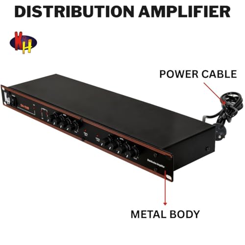 Image of kh DA 1048 Distribution Amplifier Professional Audio Signal Distributor with 8 XLR Outputs, Stereo /Mono Switch, LED Signal Indicators, Balanced XLR Inputs for DJ, Studio & Live Sound