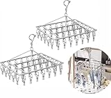 NEOROSVIKA 2Pcs de 80 Clip and Drip Colgadero，Estante para secador de Calcetines，Tendedero Portátil de Metal para...