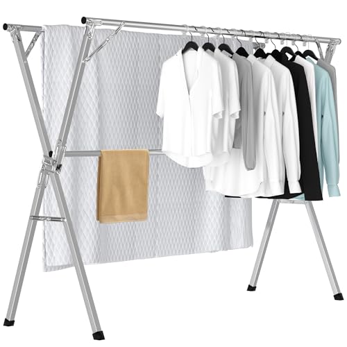 OUUTMEE 150-240cm Stainless Steel Folding Clothes Airer for Indoo...