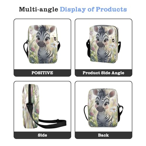 Crossbody Bag Messenger Bag for Women Men Purse Shoulder Bag Satchel Bag with Adjustable Strap 214B9221cute Zebra Flower4