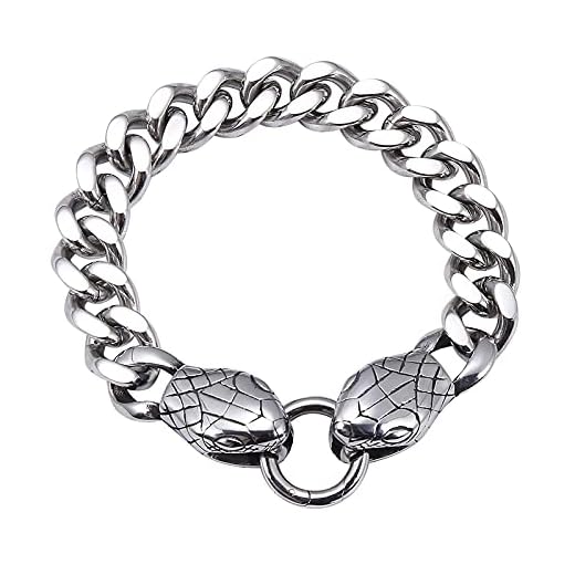 Medeltida Viking Celtic Dragon Ouroboros Cykelarmband, Retro Punkstil Rostfritt stål Pagan Amulettsmycken, Norse Warrior Interwoven Ormar Symbol Amulett Bangle (Color : Silver, Size : 215mm)
