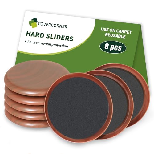 COVERCORNER Furniture Sliders for Carpet 8 PCS - 3 1/2" Brown Coffee