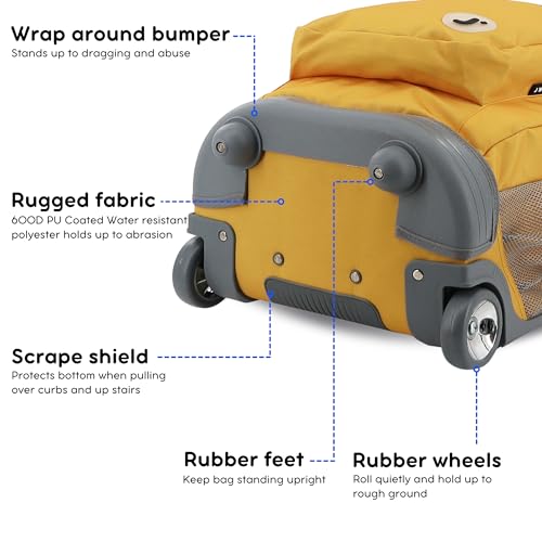 Image of J World Sundance Laptop Rolling Backpack for Girls Boys. Roller Bookbag with Wheels, 20 Inch, Kumquat