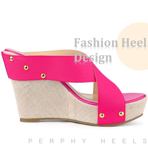 Perphy Open Toe Platform Linen Slide Wedge Sandals for Women4