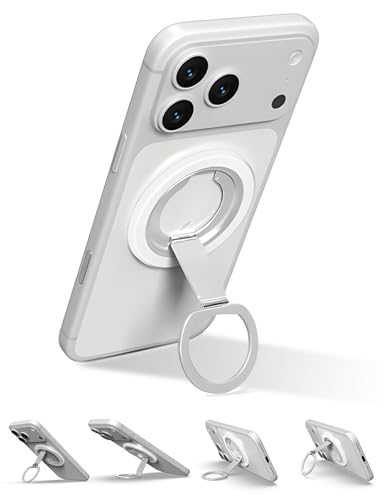 MagSafe用スマホリング【二段式·横/縦置き·軽量で薄型】 スマホリング マグセーフリング360度回転 マグネット リング 薄型 に対応 磁気増強 Magsafe マグセーフ iphoneリング マグセーフリング スマホスタンド メタルリング スタンド機能 角度調整可能 メタルリング付き 取り外しiPhone 13/14/15/16/17系 Androidに対応 (ホワイト)