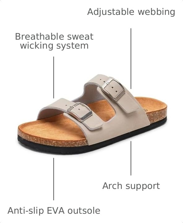 Image of Torotto Kids Sandals Boys Girls Slide Summer Non-slip Cork Glitter Toddler Slippers with Adjustable Straps for Indoor & Outdoor