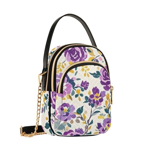 Womens Shoulder Handbags Tote Bag Quilted Purses for Women Floral Design Satchel for Travel Office,Multi1