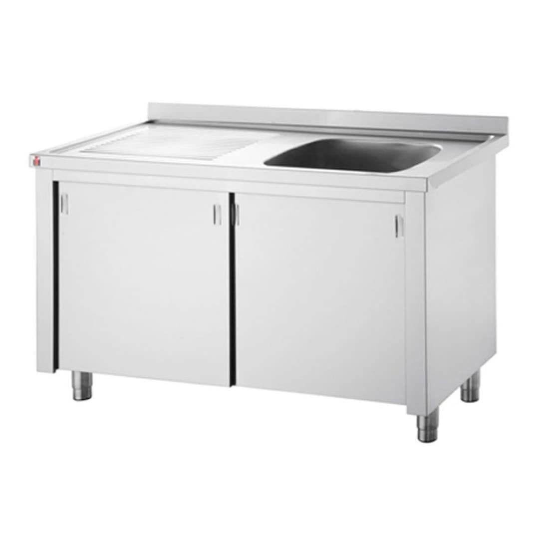 Stalwart DA-VSC107RBS Commercial Sink with Cupboard Stainless Steel 1 Bowl Right Splashback Width 1000mm Depth 700mm