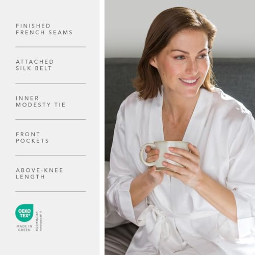 Fishers Finery Women's 100% Pure Mulberry Silk Mid-Length Robe with Pockets | Awarded Best Silk Robe4