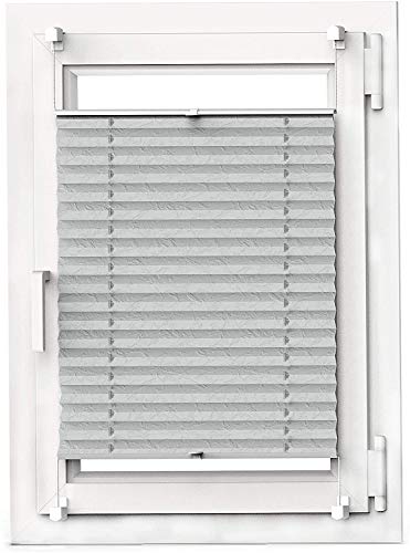 OBdeco – Estor plisado – Persiana plegable para ventana, opaca, protección solar Easyfix, gris, (BreitxHoch)55cmx130cm