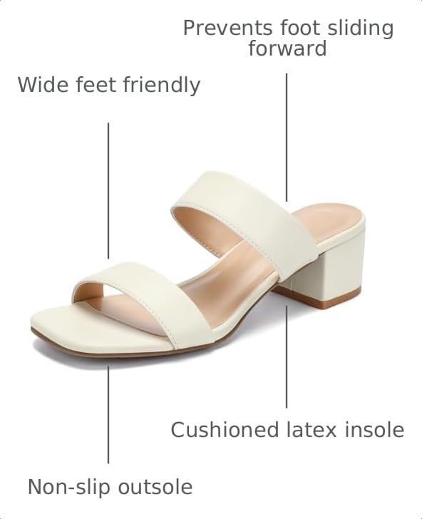 Image of DOBOLIN Two Strap Women's Heels 2-Inch Dressy Sandals Wide Feet Friendly