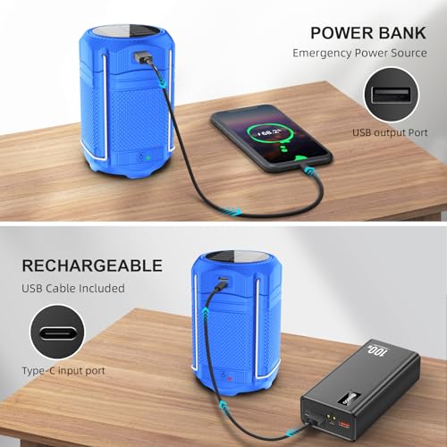 Lanterne de camping portable batterie rechargeable éclairage secours bleu - 3