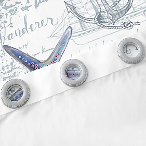 Beach Starfish Darkening Drapes Ocean Marine Themed Sailboat Curtains For Bedroom Living Room For Children Sea Creatures Curtains Coastal Nautical Room Decor (2 Panels,52 X 96 Inch) Window Treatments #TOP5