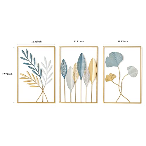 Image of Framing Hub - Golden Metal Wall decor (Set of 3 Leaves wall decor)