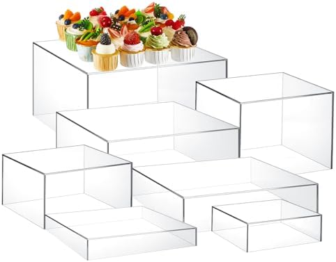Leinuosen 7 Pcs Large Buffet Risers Set, Acrylic Display Box 12