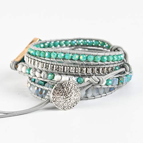 YGLINE Boho Handmade Wrap Leather Tube Crystal Stone Bracelet for Women4