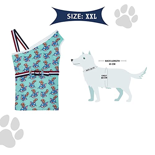 Image of Lulala Dog Dress - 100% Cotton Sleeveless Summer Dress for Dogs and Cats, Tom and Jerry Print Vest Outfit, Lightweight Pet Clothes for Puppies (Sea-Green, 20-Inch)