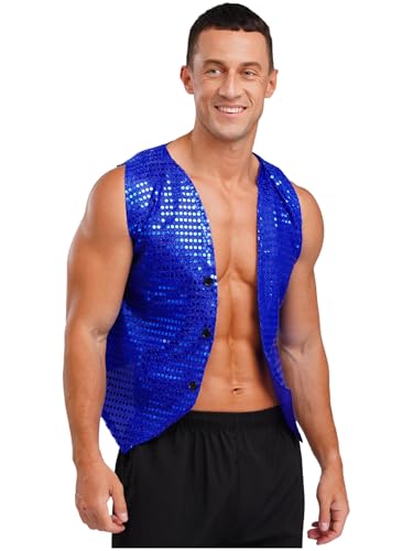 YiZYiF Men Shiny Sequins Vests Glitter Waistcoat Party Dress Vest Wedding Nightclub Stage Gilet Suit3