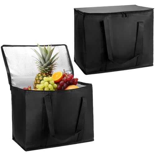 QWORK® 2 Piezas Bolsas Refrigeradoras Grandes, Bolsas para Congelar Plegables 41X26X33CM, Bolsas Termicas, para Comida, Picnic, Compras