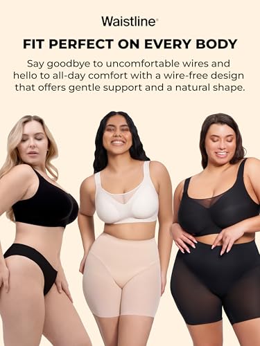 Women's Seamless Compression Bras - Wirefree Comfort Bra with Adjustable Straps - Sports Bra for Women No Underwire Black