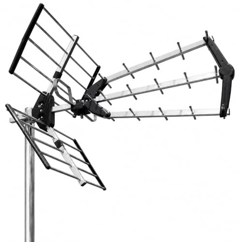 CABLEPELADO - Antena TDT LTE 700 Alta Ganancia, Antena Triple Plegable UHF G=15 dB, Aluminio de 16,5 mm de sección en Eje Principal, Ideal para recepción de Televisión Digital Terrestre, Negro