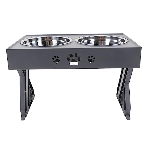 高い位置にある犬用ボウルが滑りを防止します 高い位置にある犬用ボウルが首の負担を軽減します こぼれ防止 掃除しやすい 3 つの高さ 2 (グレー)