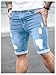 SOLY HUX Men's Distressed Jean Shorts Ripped Bermuda Denims Casual Fitted Streetwear Light Wash Medium