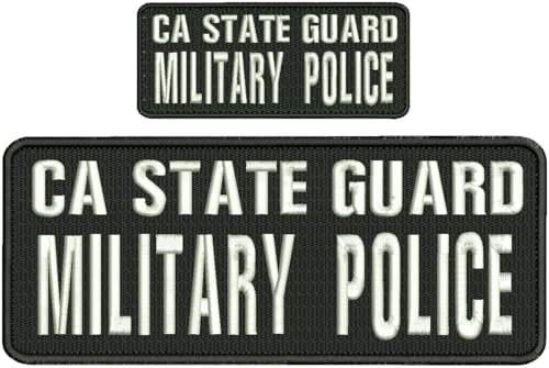 Special Patches for Velcro Patches for Uniform for CA State Guard Military Police Embroidery Patch 4x10 and 2x5 Hook on Back White Model-Q-X988-3895