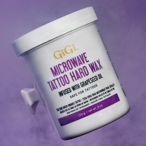 Image of GiGi Microwave Tattoo Hard Wax for Hair Removal - Grapeseed Oil-Infused Safe for Tattoos, No Strips Needed, 8 oz