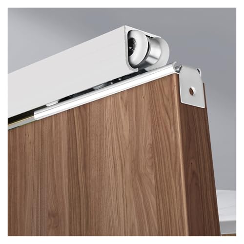 Sliding door kit track rail Ceiling Wall Mount Pocket Door Kit Sliding Single System Internal, 24 30 32 42 In 54 60 84 Inch Sliding Door Rail with Pulley for Folding Panels/ Wardrobe(White,24inch/61cm