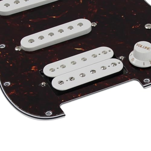 FLEOR Alnico V Loaded Prewired Pickguard Set SSH Alnico Dual Rail Humbucker for ST ST Electric Guitar Replacement Brown Tortoise - Image 4