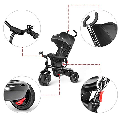 Besrey 4 in 1 Triciclo Bambini con Maniglione per