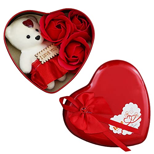eCraftIndia Heart Shaped Gift Box with Red Roses and Teddy Bear - Valentine Gifts for Girlfriend, Boyfriend, Husband, Wife 8 41wdIDtd3ZL