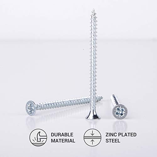 (Pack of 50 pcs) Zinc Plated Steel Wood Screws 5.0 x 70 mm, Pozi-drive Head Screws, Fasteners, Countersunk, Chipboard Screws (50) - Image 4