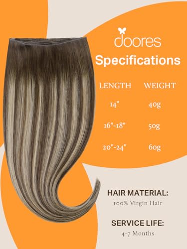 Image of DOORES Genius Sew in Weft Human Hair Extensions for Women, 16 Inch Chocolate Brown to Honey Blonde 50g, Hand Tied Weft Hair Extensions