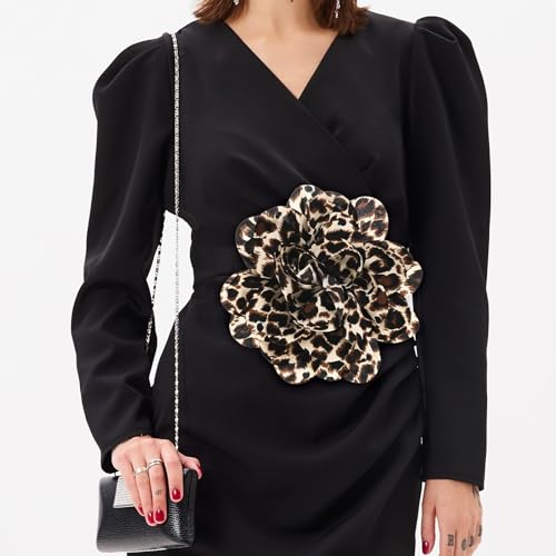 Image of M METERXITY Extra Large Rose Flower Brooches, Lapel Pins Dainty Satin Fabric Big Camellia Oversized Brooch Pin