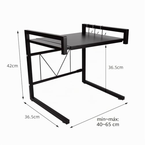 Miniatura 2 de Lantus Estantería Extensible Para Horno Microondas, Soporte Para Microondas De Hasta 25 Kg, Estante De Cocina Independiente Para Horno Microondas, Cajas Para Especias, Color: Negro 1 Pieza