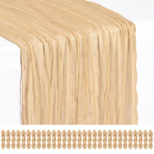30 Pack Nude Cheesecloth Table Runner 17x108 Inches Boho Home Decor