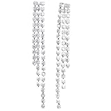 Pendientes colgantes con flecos de eslabones de diamantes de imitación. Incrustados con cristales de diamantes de imitación austriacos en plata. hermoso, deslumbrante, brillante y hermoso! te hace brillante y encantador.