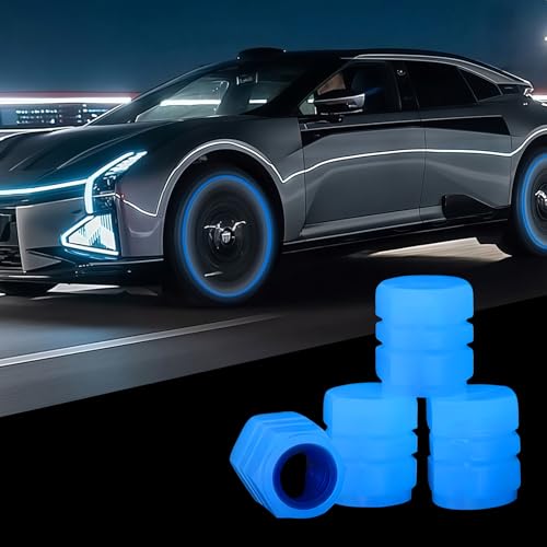 4 bouchons de valve lumineux pour pneus de voiture, Universelles bouchons de valve fluorescents, Bouchons de valve pour vélo, Bouchons de valve en plastique...