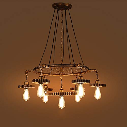 ZSAIMD Rustic Steampunk Pendant Circular Nostalgic Restaurant Bar Light Clothing Store Internet Cafes Internet Cafes Art Gear Chandelier,Creative Personality Living Room E27 Edison Decoration steampunk buy now online