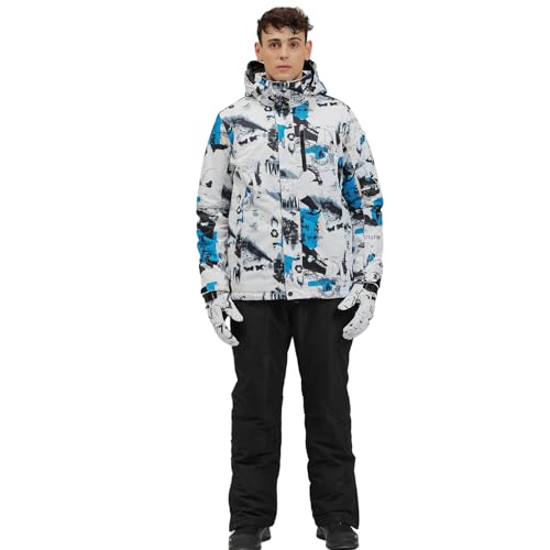 Conjunto de jaqueta e calça de esqui masculino de inverno, à prova d'água, à prova de vento, para s