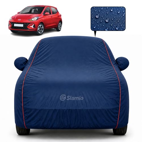 Image of Premium 100% Waterproof Car Cover for Hyundai's i20 2008-2013 Models All-Weather, UV & Dust Protection | Heavy-Duty 3-Layer Fabric | Custom Fit with Mirror & Antenna Pockets | Navy Blue